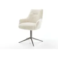 DELIFE Chaise-pivotante Alja-Flex avec accoudoirs peluche crème-blanc pied de chaise 4 branches grafiete pivotement sur 360° fonction bascule resorts ensachés