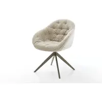 DELIFE Chaise-pivotante Gaio-Flex tissu tissé doux beige pied croisé large aspect titane pivotement sur 360° fonction bascule