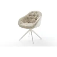 DELIFE Chaise-pivotante Gaio-Flex tissu tissé doux beige pied croisé large blanc pivotement sur 360° fonction bascule