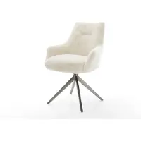 DELIFE Chaise-pivotante Alja-Flex avec accoudoirs peluche crème-blanc pied croisé large grafiete pivotement sur 360° fonction bascule resorts ensachés