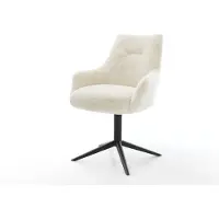 DELIFE Chaise-pivotante Alja-Flex avec accoudoirs peluche crème-blanc pied de chaise 4 branches noir pivotement sur 360° fonction bascule resorts ensachés
