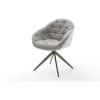 DELIFE Chaise-pivotante Gaio-Flex tissu structuré doux gris pied croisé large aspect titane pivotement sur 360° fonction bascule