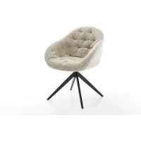 DELIFE Chaise-pivotante Gaio-Flex tissu tissé doux beige pied croisé large noir pivotement sur 360° fonction bascule
