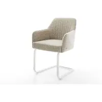 DELIFE Cantilever Greg-Flex tissu tissé doux beige pied cantilever plat blanc resorts ensachés