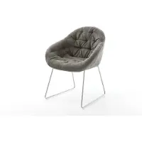 DELIFE Chaise-de-salle-à-manger Gaio-Flex bouclé doux couleur boue pied trapèze acier inoxydable