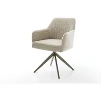 DELIFE Chaise-pivotante Greg-Flex tissu tissé doux beige pied croisé large aspect titane pivotement sur 360° fonction bascule resorts ensachés