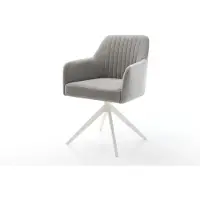 DELIFE Chaise-pivotante Greg-Flex tissu structuré doux gris pied croisé large blanc pivotement sur 360° fonction bascule resorts ensachés