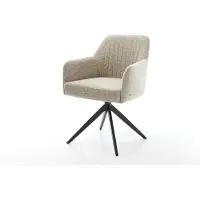 DELIFE Chaise-pivotante Greg-Flex tissu tissé doux beige pied croisé large noir pivotement sur 360° fonction bascule resorts ensachés