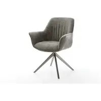 DELIFE Chaise-pivotante Keila-Flex avec accoudoirs bouclé doux couleur boue pied croisé large grafiete pivotement sur 360° fonction bascule