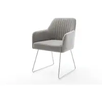 DELIFE Chaise-de-salle-à-manger Greg-Flex tissu structuré doux gris pied trapèze acier inoxydable resorts ensachés