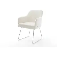 DELIFE Chaise-de-salle-à-manger Greg-Flex bouclé doux beige pied trapèze acier inoxydable resorts ensachés