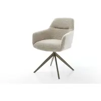 DELIFE Chaise-pivotante Pejo-Flex tissu tissé doux beige pied croisé large aspect titane pivotement sur 360° fonction bascule resorts ensachés