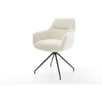 DELIFE Chaise-de-salle-à-manger Pejo-Flex tissu teddy beige pied croisé conique noir resorts ensachés