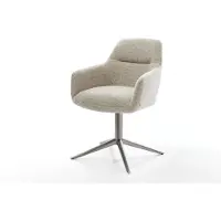 DELIFE Chaise-pivotante Pejo-Flex tissu tissé doux beige pied de chaise 4 branches grafiete pivotement sur 360° fonction bascule resorts ensachés