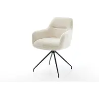 DELIFE Chaise-de-salle-à-manger Pejo-Flex peluche crème-blanc pied croisé conique noir resorts ensachés