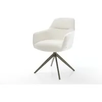 DELIFE Chaise-pivotante Pejo-Flex bouclé doux beige pied croisé large aspect titane pivotement sur 360° fonction bascule resorts ensachés