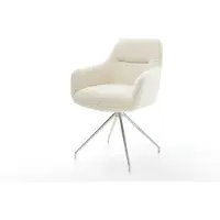 DELIFE Chaise-de-salle-à-manger Pejo-Flex tissu teddy beige pied croisé conique acier inoxydable resorts ensachés