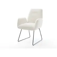 DELIFE Chaise-de-salle-à-manger Zoa-Flex bouclé doux beige pied trapèze noir resorts ensachés