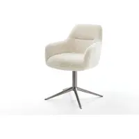 DELIFE Chaise-pivotante Pejo-Flex peluche crème-blanc pied de chaise 4 branches grafiete pivotement sur 360° fonction bascule resorts ensachés
