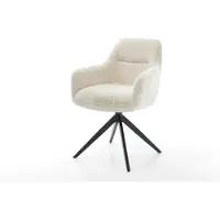 DELIFE Chaise-pivotante Pejo-Flex peluche crème-blanc pied croisé large noir pivotement sur 360° fonction bascule resorts ensachés