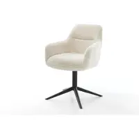 DELIFE Chaise-pivotante Pejo-Flex peluche crème-blanc pied de chaise 4 branches noir pivotement sur 360° fonction bascule resorts ensachés