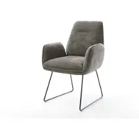 DELIFE Chaise-de-salle-à-manger Zoa-Flex bouclé doux couleur boue pied trapèze noir resorts ensachés