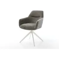 DELIFE Chaise-pivotante Pejo-Flex bouclé doux couleur boue pied croisé large blanc pivotement sur 360° fonction bascule resorts ensachés