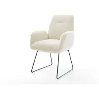 DELIFE Chaise-de-salle-à-manger Zoa-Flex tissu teddy beige pied trapèze noir resorts ensachés