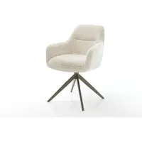 DELIFE Chaise-pivotante Pejo-Flex peluche crème-blanc pied croisé large aspect titane pivotement sur 360° fonction bascule resorts ensachés