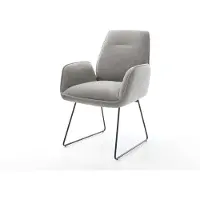 DELIFE Chaise-de-salle-à-manger Zoa-Flex tissu structuré doux gris pied trapèze noir resorts ensachés