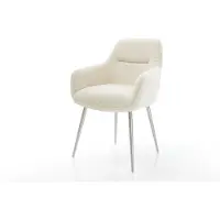 DELIFE Chaise-de-salle-à-manger Pejo-Flex tissu teddy beige 4 pieds coniques acier inoxydable resorts ensachés