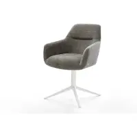 DELIFE Chaise-pivotante Pejo-Flex bouclé doux couleur boue pied de chaise 4 branches blanc pivotement sur 360° fonction bascule resorts ensachés