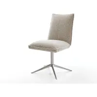 DELIFE Chaise-pivotante Lelio-Flex tissu tissé doux beige pied de chaise 4 branches acier inoxydable pivotement sur 360° fonction bascule resorts ensachés