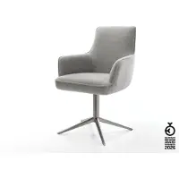DELIFE Chaise-pivotante Heira-Flex avec accoudoirs tissu structuré doux gris pied de chaise 4 branches grafiete pivotement sur 360° fonction bascule resorts ensachés