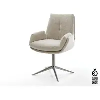 DELIFE Chaise-pivotante Clea-Flex tissu tissé doux beige pied de chaise 4 branches grafiete pivotement sur 360° fonction bascule