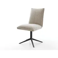 DELIFE Chaise-pivotante Lelio-Flex tissu tissé doux beige pied de chaise 4 branches noir pivotement sur 360° fonction bascule resorts ensachés