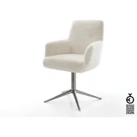 DELIFE Chaise-pivotante Heira-Flex avec accoudoirs peluche crème-blanc pied de chaise 4 branches grafiete pivotement sur 360° fonction bascule resorts ensachés