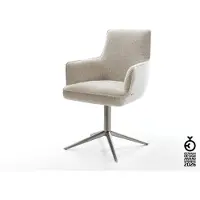 DELIFE Chaise-pivotante Heira-Flex avec accoudoirs tissu tissé doux beige pied de chaise 4 branches grafiete pivotement sur 360° fonction bascule resorts ensachés