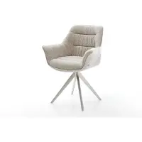 DELIFE Chaise-pivotante Kaira-Flex tissu tissé doux beige pied croisé angulaire acier inoxydable pivotement sur 180°
