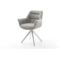 DELIFE Chaise-pivotante Kaira-Flex tissu structuré doux gris pied croisé angulaire acier inoxydable pivotement sur 180°