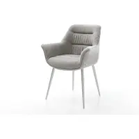 DELIFE Chaise-de-salle-à-manger Kaira-Flex tissu structuré doux gris 4 pieds coniques acier inoxydable