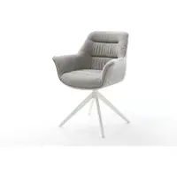 DELIFE Chaise-pivotante Kaira-Flex tissu structuré doux gris pied croisé large blanc pivotement sur 360° fonction bascule