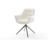 DELIFE Chaise-pivotante Kaira-Flex bouclé doux beige pied croisé large grafiete pivotement sur 360° fonction bascule