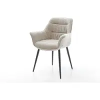 DELIFE Chaise-de-salle-à-manger Kaira-Flex tissu tissé doux beige 4 pieds coniques noir
