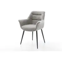 DELIFE Chaise-de-salle-à-manger Kaira-Flex tissu structuré doux gris 4 pieds coniques noir
