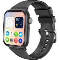Nuvance - Smartwatch Homme et Femme - 45mm - pour iOS et Android - podomètre et moniteur de fréquence cardiaque - étanche - noir