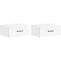 vidaXL Cabinet de chevet mural 2 pcs Blanc brillant 49 x 34,5 x 20 cm