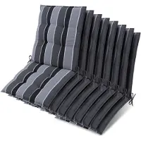 Beautissu Lot de 8 coussins Sun-NL pour dossier de chaise basse, 105 x 50 x 8 cm, rayures anthracite