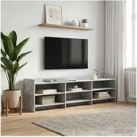 vidaXL Meuble TV 168 x 33 x 47 cm, gris béton, aggloméré
