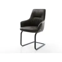 DELIFE Cantilever Zelia-Flex avec accoudoirs microfibre antracite vintage pied cantilever plat noir ressorts ensachés